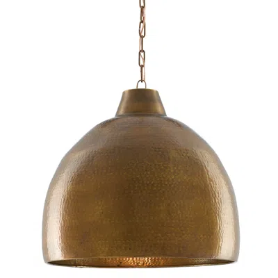 Currey & Company Earthshine 22" Vintage Brass Dome Pendant Light