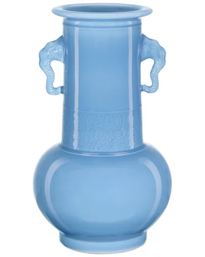 Currey & Company Elephant Handles Vase In Blue
