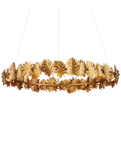 Currey & Company English Oak 32.5in Gold Leaf Led Chandelier