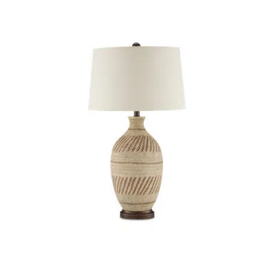 Currey & Company Faiyum 30.5" Tan/brown/hand Rubbed Bronze Table Lamp In Tan; Brown; Hand Rubbed Bronze