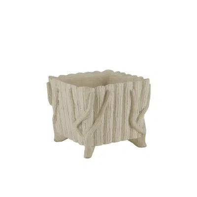 Currey & Company Faux Bois Planter - Square Planter - Portland, Faux Bois In Brown