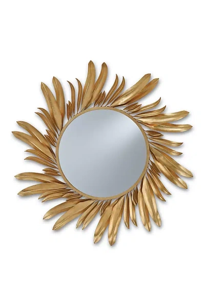 Currey & Company Folium Round Mirror In Gold