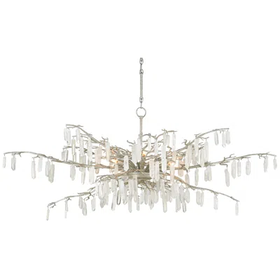 Currey & Company Forest 60 1/4"w Textured Silver Crystal 8-light Chandelier