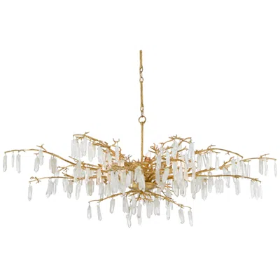Currey & Company Forest Dawn 60 1/4" Wide 8-light Gold And Crystal Chandelier