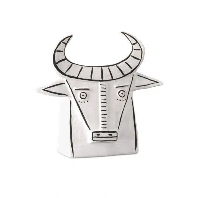Currey & Company Frank The Bull Figurine & Sculpture In Black,white