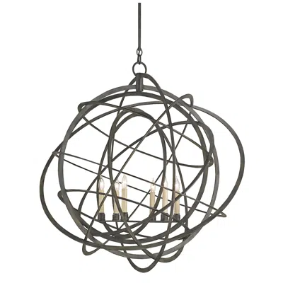 Currey & Company Genesis 35" Wide Black 6-light Chandelier