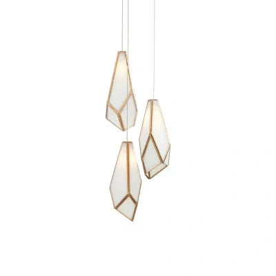 Currey & Company Glace White 3-light Multi-drop Pendant