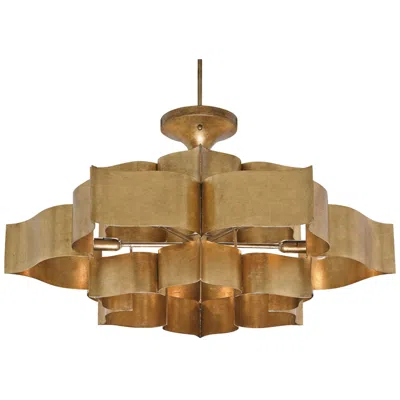 Currey & Company Grand Lotus 30" Wide Antique Gold Leaf Chandelier