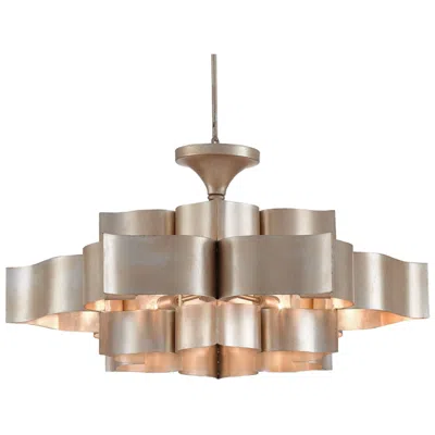 Currey & Company Grand Lotus 30"w Contemporary Silver Leaf 6-light Chandelier
