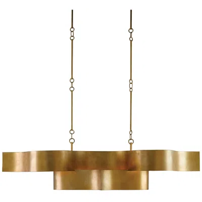 Currey & Company Grand Lotus 50 1/2" Wide Antique Gold Leaf Oval Chandelier