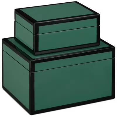 Currey & Company Set Of 2 Lacquer Boxes In Multi