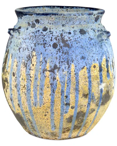 Currey & Company Handmade Cinisi Small Antique Blue Drip In Multi
