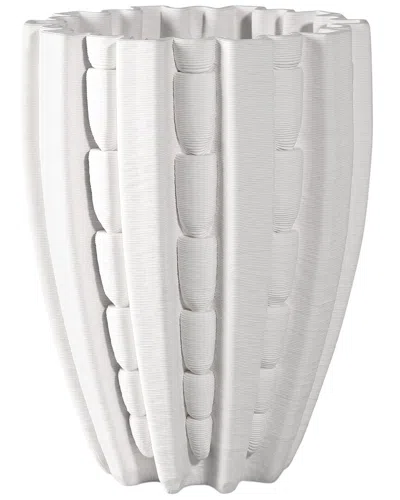 Currey & Company Handmade Fluted Medium Vase In White