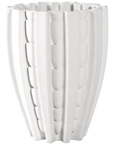 Currey & Company Handmade Fluted Small Vase In White