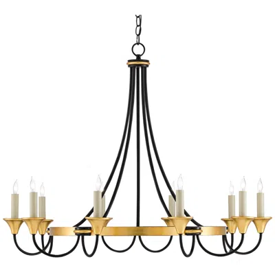 Currey & Company Hanlon 36.75" Black And Gold 10-light Chandelier