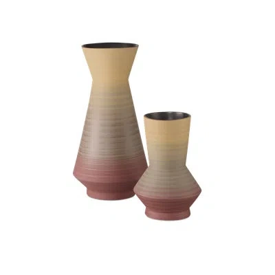 Currey & Company Happy 80's Red & Yellow Vase Set Of 2 In Red;yellow