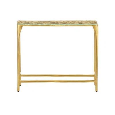 Currey & Company Honeycomb Gold Console Table In Clear