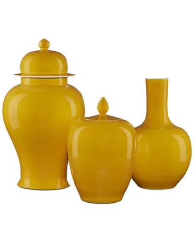 Currey & Company Imperial Long Neck Vase In Yellow