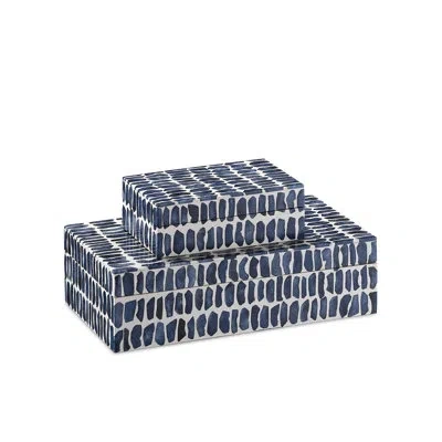 Currey & Company Set Of 2 Indigo Boxes In Blue
