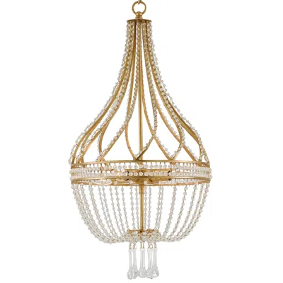Currey & Company Ingénue 14" Wide 4-light Antique Gold Leaf Chandelier