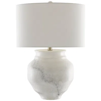 Currey & Company Kalossi Painted White And Gray Marble Terracotta Table Lamp