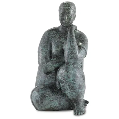 Currey & Company Lady Meditating 15 1/4"h Granite Green Sculpture