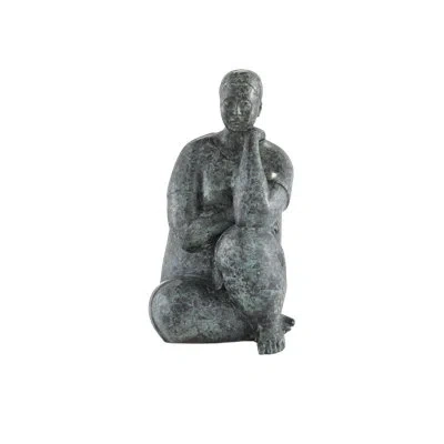 Currey & Company Lady Meditating Bronze Figurine In Black