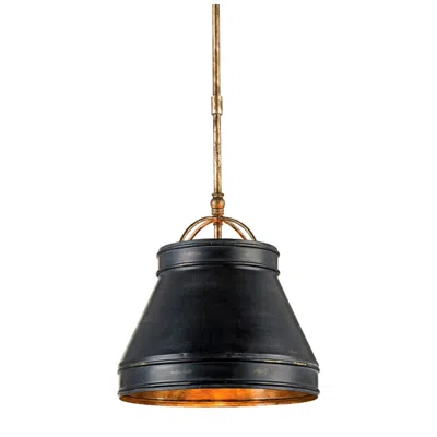 Currey & Company Lumley 13"w French Black And Pyrite Bronze Pendant Light