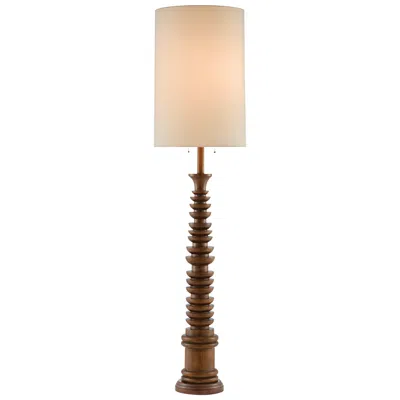 Currey & Company Malayan 80" High Modern Rustic Wood Floor Lamp