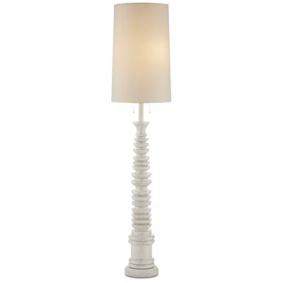 Currey & Company Malayan 80" High White Stacked Wood Floor Lamp