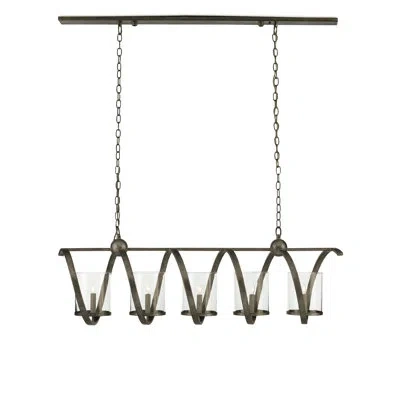 Currey & Company Maximus 5 - Light Kitchen Island Linear Pendant In Pyrite Bronze