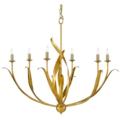 Currey & Company Menefee 32" 6-light Antique Gold Leaf Chandelier