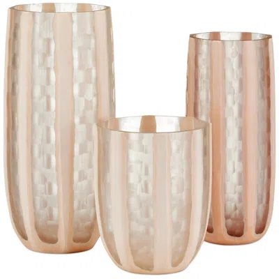 Currey & Company Set Of 3 Merletto Glass Vases In Neutral
