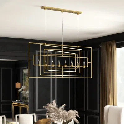 Currey & Company Metro 8 - Light Kitchen Island Linear Pendant In Contemporary Gold Leaf