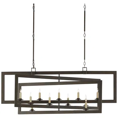 Currey & Company Middleton 54" Bronze 11-light Rectangular Chandel