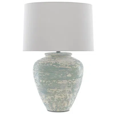 Currey & Company Mimi Aqua And Cream Ceramic Table Lamp In Animal Print