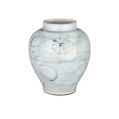 Currey & Company Ming-style Countryside Large Preserve Pot In Off White;pale Blue