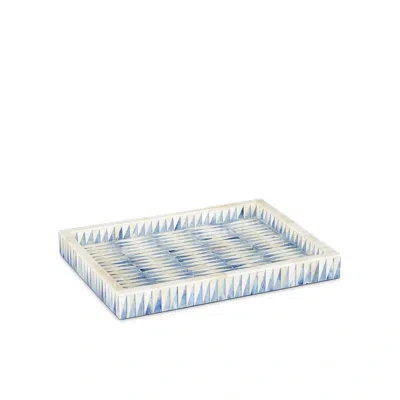 Currey & Company Nadene Bone Tray In Blue,ivory