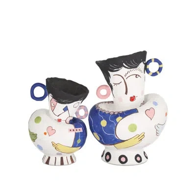Currey & Company Osamu Objects Set Of 2 In White,blue