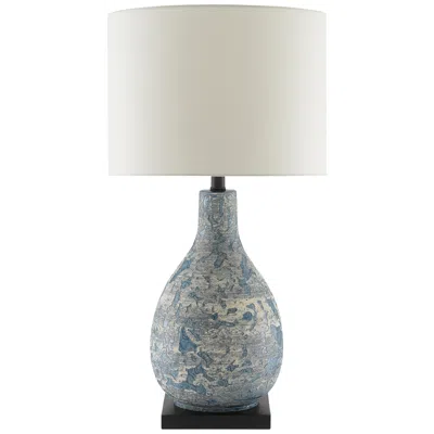 Currey & Company Ostracon 28 1/2" Vintage Blue Ceramic Table Lamp