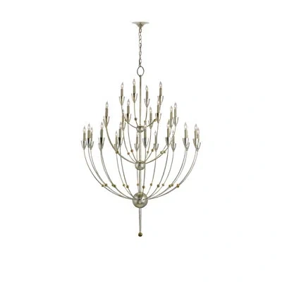 Currey & Company Paradox 28 - Light Candle Style Tiered Chandelier In Blue