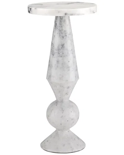 Currey & Company Quince White Marble Accent Table In Multi