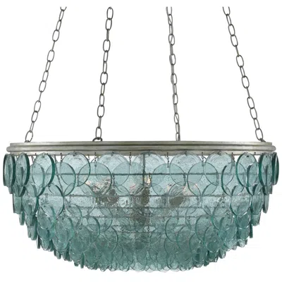 Currey & Company Quorum 32 1/2" Wide Turquoise Glass Chandelier