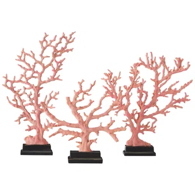 Currey & Company Red Coral Branches 19 1/4" High Sculptures Set Of 3