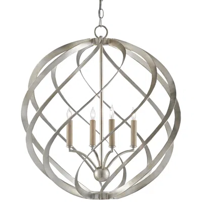 Currey & Company Roussel 24" Silver Leaf 4-light Orb Chandelier