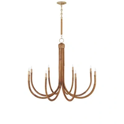 Currey & Company Samsara 8 - Light Candle Style Classic / Traditional Chandelier In Natural,saddle Tan