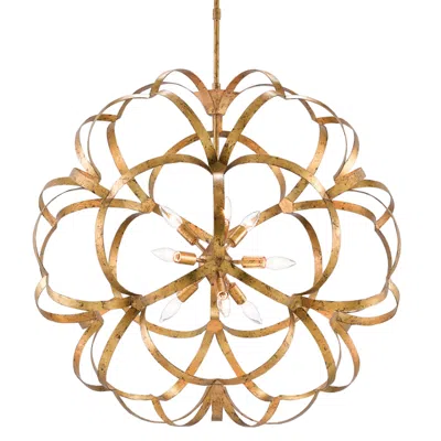 Currey & Company Sappho 33 1/2" 9-light Gold Leaf Orb Chandelier
