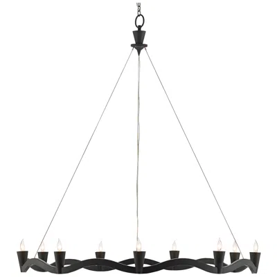 Currey & Company Serpentina 37" Wide Antique Black 9-light Chandelier