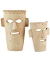 Currey & Company Set Of 2 Etu Washed Masks In Neutral