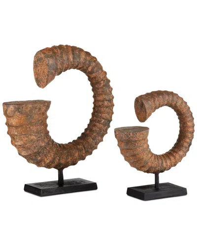 Currey & Company Set Of 2 Handmade Faux Horn In Brown